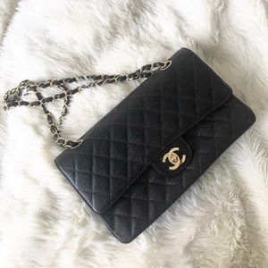 Chanel Classic Flap Bag Black Caviar Gold Hardware